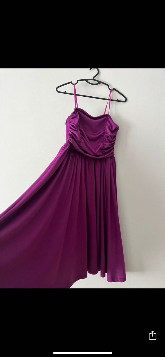 Parlak Mor Drapeli Uzun Abiye Elbise - Görsel 3