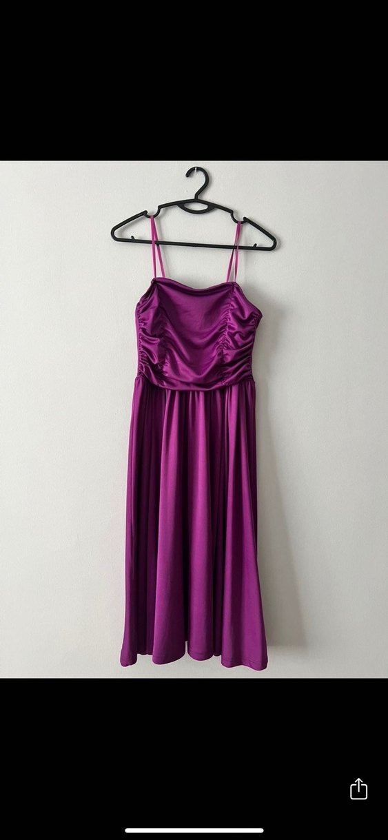 Parlak Mor Drapeli Uzun Abiye Elbise - Görsel 2