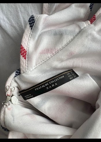 Zara Çizgili Beyaz Uzun Kadın Elbise - Görsel 4