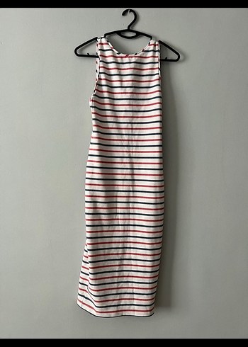 Zara Çizgili Beyaz Uzun Kadın Elbise - Görsel 2