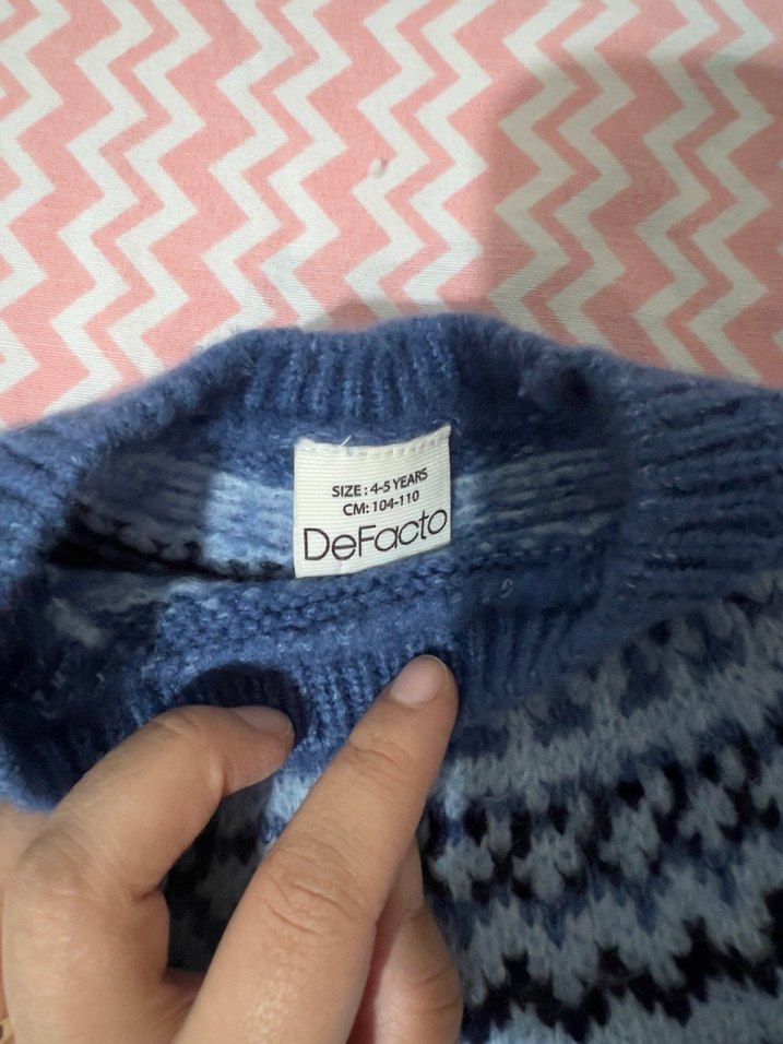 Mavi Erkek Çocuk Yuvarlak Yaka Triko Kazak - Görsel 4