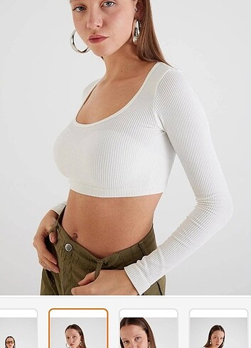 m Beden beyaz Renk Addax uzun kollu crop