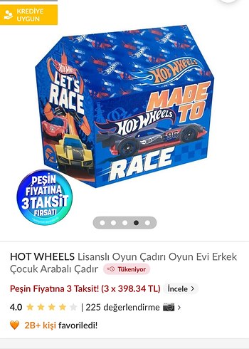 Hot Wheels Lisanslı Çocuk Oyun Çadırı
