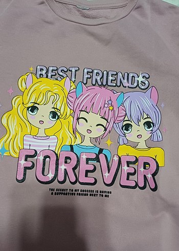 Kız Çocuk Pembe Baskılı Sweatshirt - Görsel 5