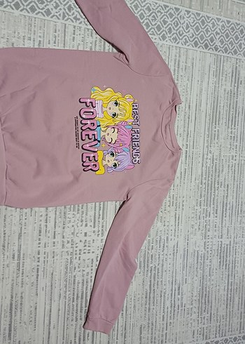Kız Çocuk Pembe Baskılı Sweatshirt - Görsel 2