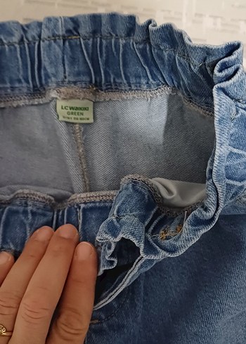 kız çocuk  Mavi Kemerli Denim Pantolon - Görsel 3