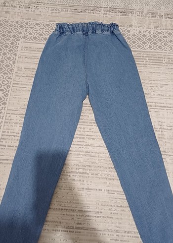 kız çocuk  Mavi Kemerli Denim Pantolon - Görsel 5