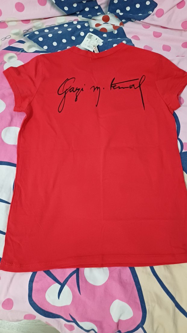 Çocuk Kırmızı atatürk Baskılı Tişört - Görsel 3