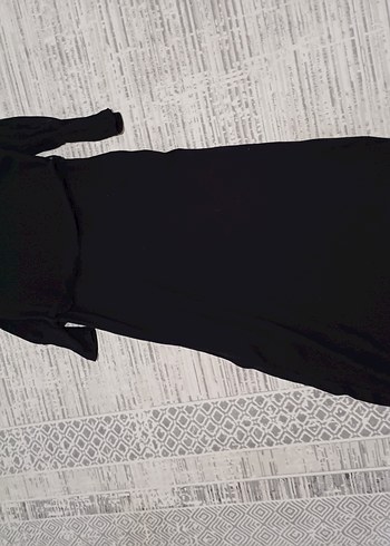 Uzun Kollu Siyah V Yakalı Kemerli Elbise - Görsel 6