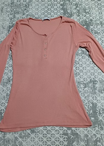 Düğmeli  Kadın Uzun Kollu Tişört - Görsel 5