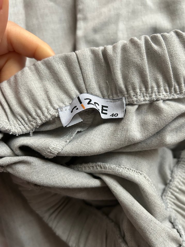 Gri Puantiyeli Uzun Kollu Midi Keten Tunik - Görsel 5