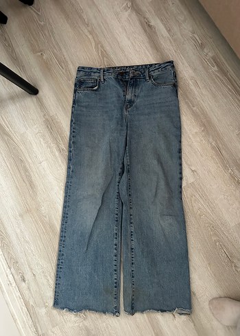 Gri Renk Rahat Kesim Kadın Midi Kot Pantolon - Görsel 2