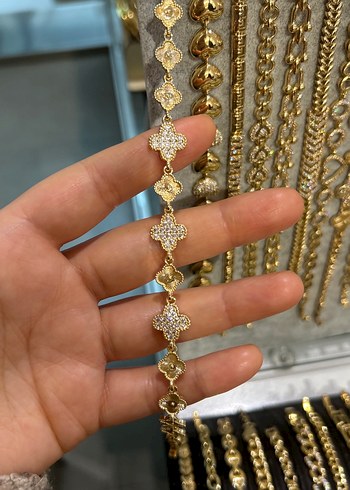 Zarif Zincir Detaylı Altın Renkli Bileklik , 14k altın kaplama - Görsel 2