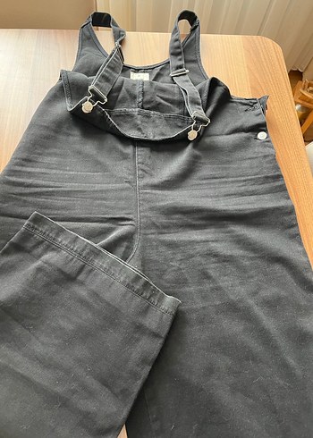 Siyah Bol Kesim Kadın Denim Tulum - Görsel 2