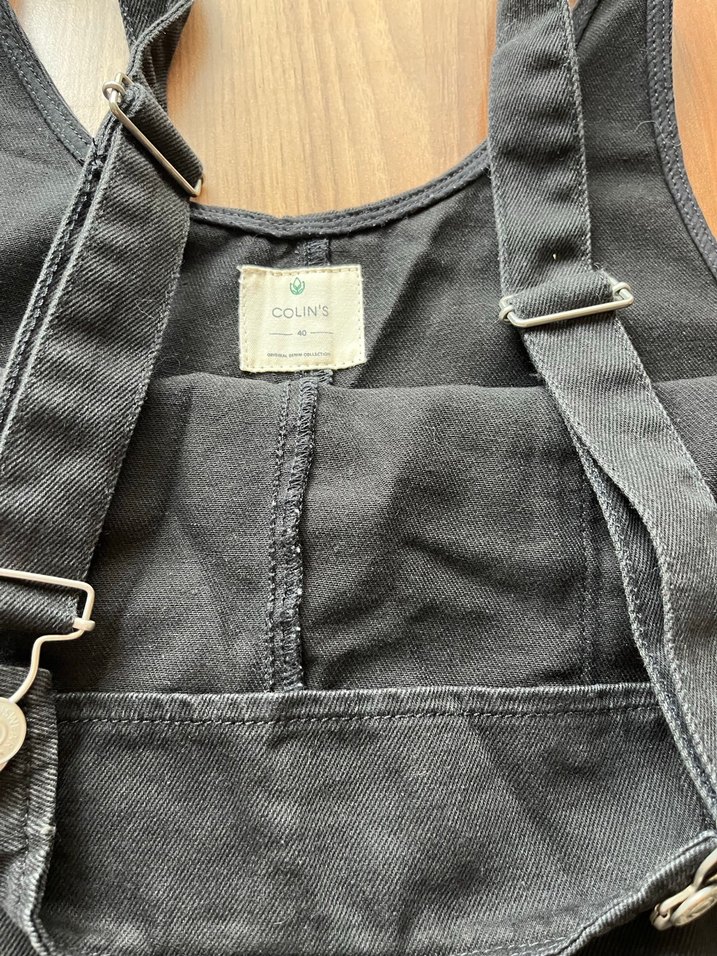 Siyah Bol Kesim Kadın Denim Tulum - Görsel 4