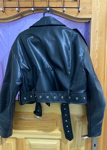 Kadın zara Siyah Deri Biker Ceket - Görsel 4