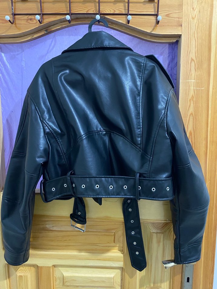 Kadın zara Siyah Deri Biker Ceket - Görsel 4