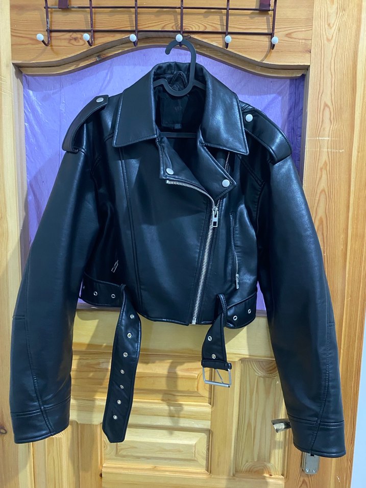 Kadın zara Siyah Deri Biker Ceket - Görsel 2