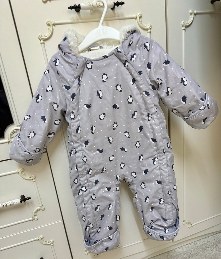 Gri Bebek Tulum, Kürklü Kapüşonlu - Görsel 2