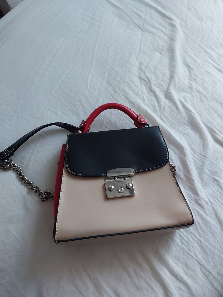 Zincir Detaylı Çok Renkli Deri Kadın Çanta - Görsel 4