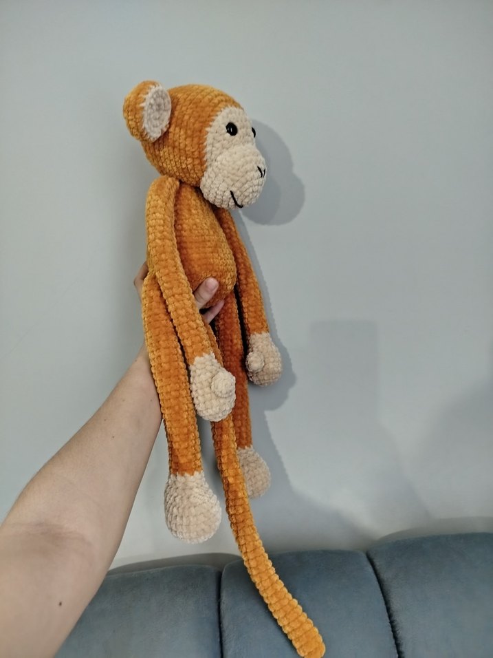 Uzun Kollu Kahverengi Peluş Maymun Oyuncak - Görsel 3