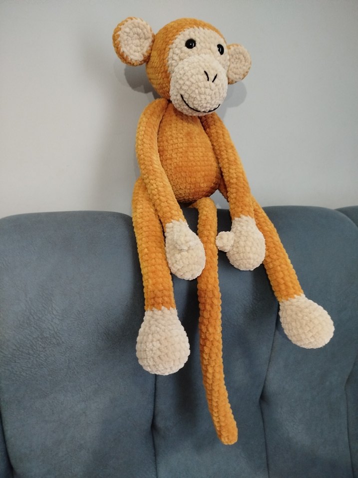 Uzun Kollu Kahverengi Peluş Maymun Oyuncak - Görsel 2