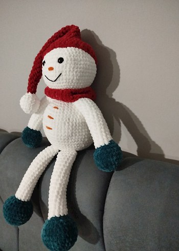 Beyaz Renkli Peluş Kardan Adam Oyuncak - Görsel 3