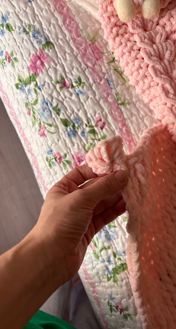 Pembe Örgü Bebek Battaniyesi ve Tulumu - Görsel 5