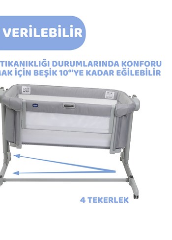 Chicco Next2Me Magic Evo Gri Beşik + Ayaklı Hasır Sepet Beşik