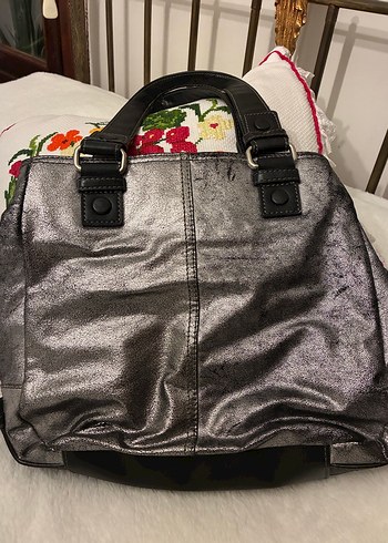 Gri Deri Kadın Çanta Fermuarlı  Nine west markadır - Görsel 2