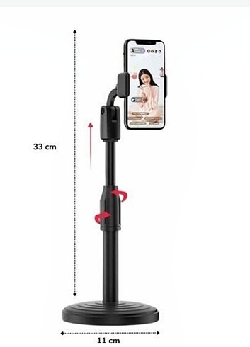 360 Derece Döndürülebilir Masaüstü Teleskopik Telefon Standı Çok