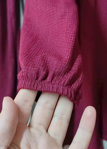 Düğmeli Bordo Hamile Keten Midi Ceket - Görsel 2