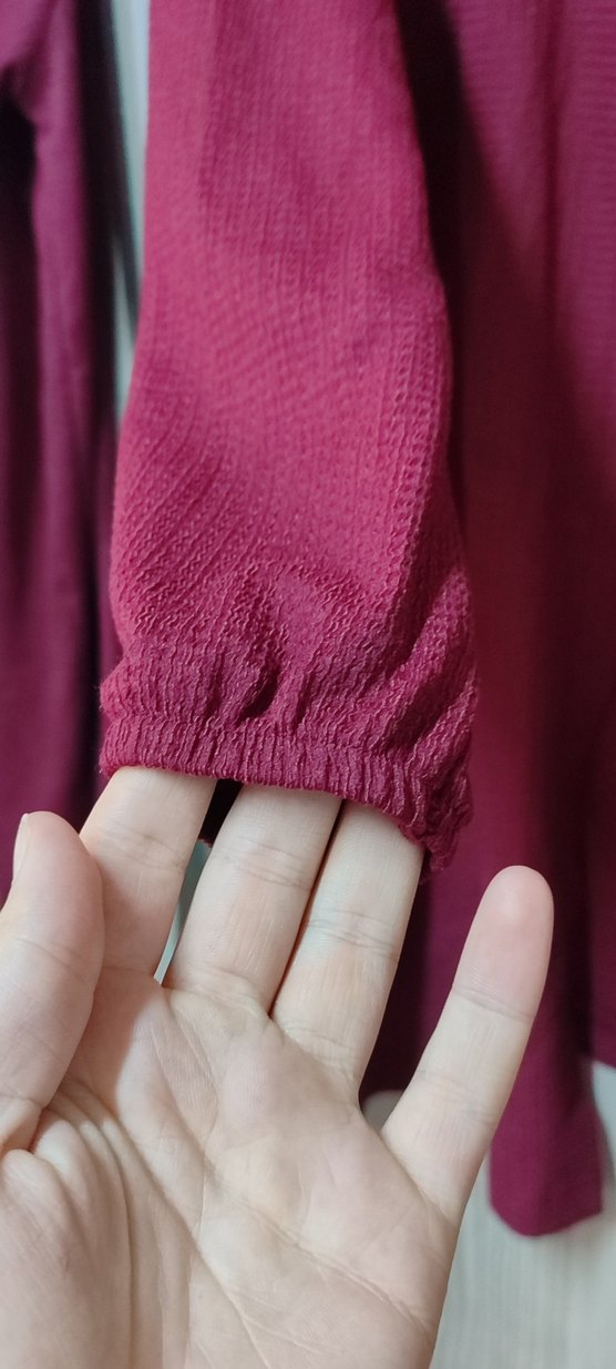 Düğmeli Bordo Hamile Keten Midi Ceket - Görsel 2