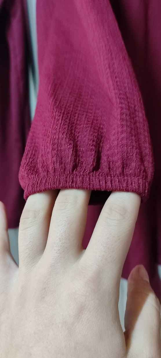 Düğmeli Bordo Hamile Keten Midi Ceket - Görsel 4