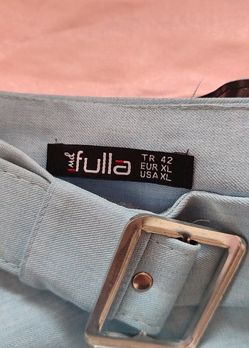 Mavi Keten Midi Drapeli Etek - Görsel 3