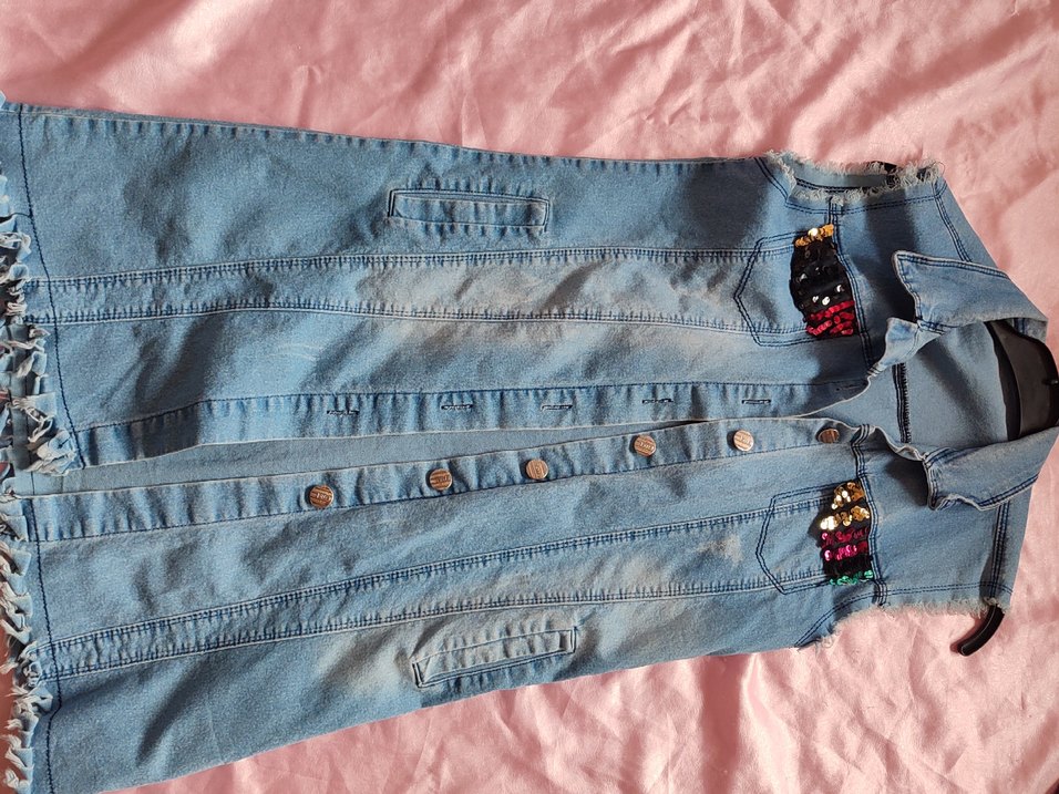 Düğmeli Mavi Denim Kadın Ceket - Görsel 2