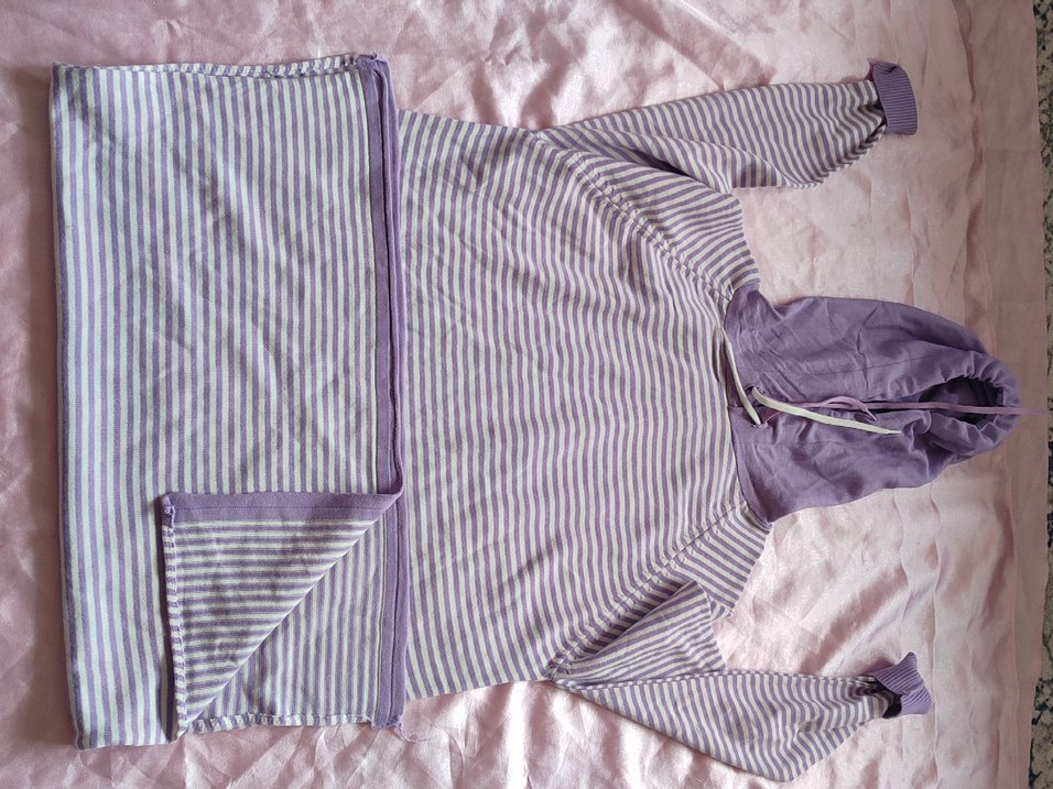 Mor beyaz Çizgili  Triko - Görsel 2