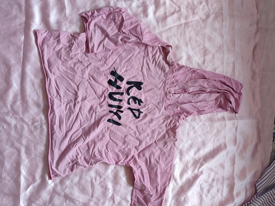 Pembe Baskılı Hamile Tişörtü, Kısa Kollu, Rüzgarlıklı - Görsel 2