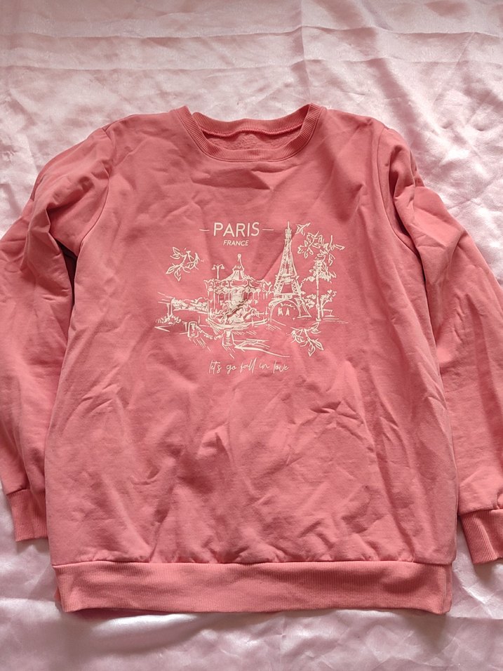 Pembe Paris Baskılı Kadın Sweatshirt - Görsel 2