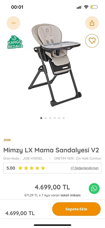 Joie Joie mimzy lx mama sandalyesi v2