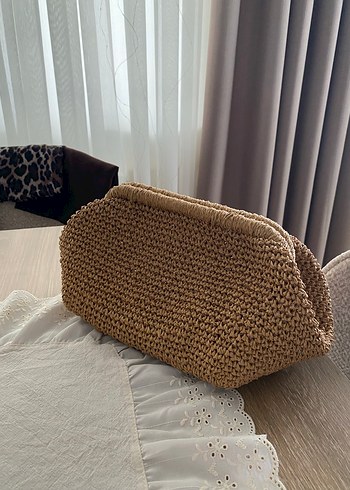 Bej Örgü Kadın Portföy Çanta - Görsel 2