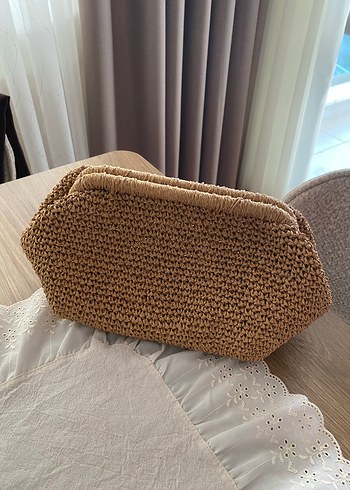 Bej Örgü Kadın Portföy Çanta - Görsel 3