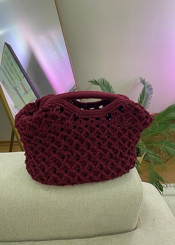 Bordo Örgü Kadın El Çantası - Görsel 2