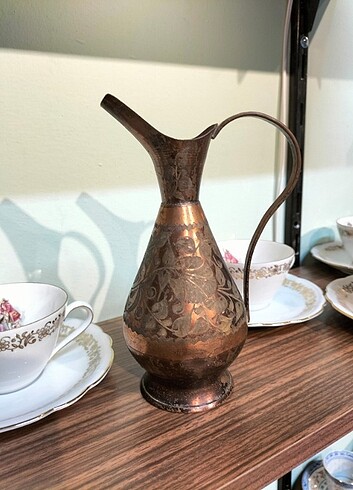 Bakır koleksiyonluk el işlemeli ibrik  - Görsel 2