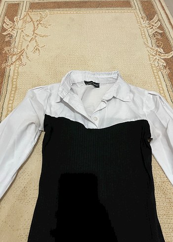 Trendyol & Milla Uzun Kollu Siyah Beyaz Midi Elbise