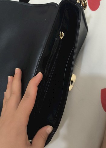  Beden siyah Renk Michael Kors orijinal Siyah Deri Kare Desenli Tokalı Kadın Çanta