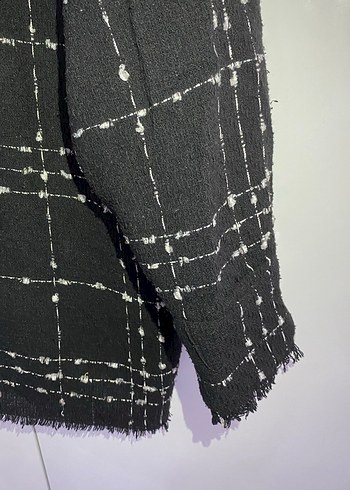 Düğmeli Siyah Ekose Kadın Ceket - Görsel 2