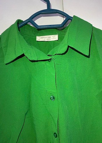 Kadın Yeşil Uzun Kollu Düğmeli Gömlek - Görsel 3