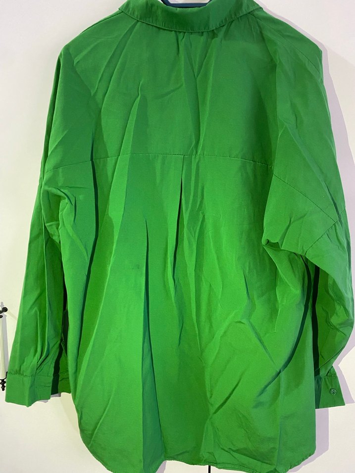 Kadın Yeşil Uzun Kollu Düğmeli Gömlek - Görsel 2