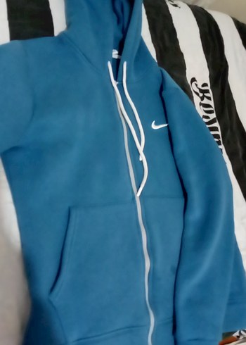 Erkek Mavi Nike Kapüşonlu Fermuarlı Sweatshirt - Görsel 2